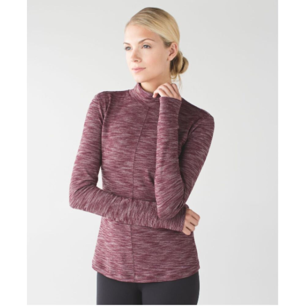 Lululemon & go Take-Off Long Sleeve Heathered Bordeaux Drama Top Sz 4